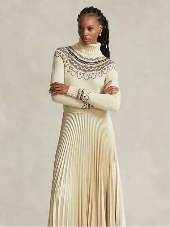 Polo Ralph Lauren Dresses & Skirts - Polo by Ralph Lauren Cream Fair Isle Turtleneck Maxi Dress